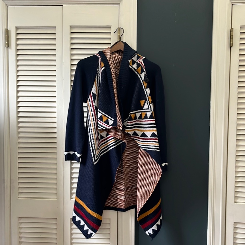 Long draping open sweater